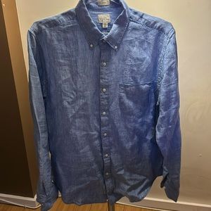 Blue button down Irish Linen shirt from JCrew. Size L slim